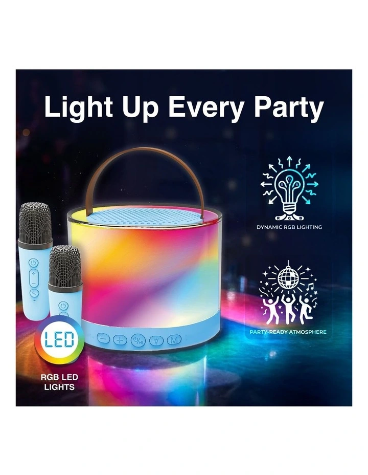 Laser Mini RGB Karaoke Speaker with Wireless Mics SP-KA30 image 3