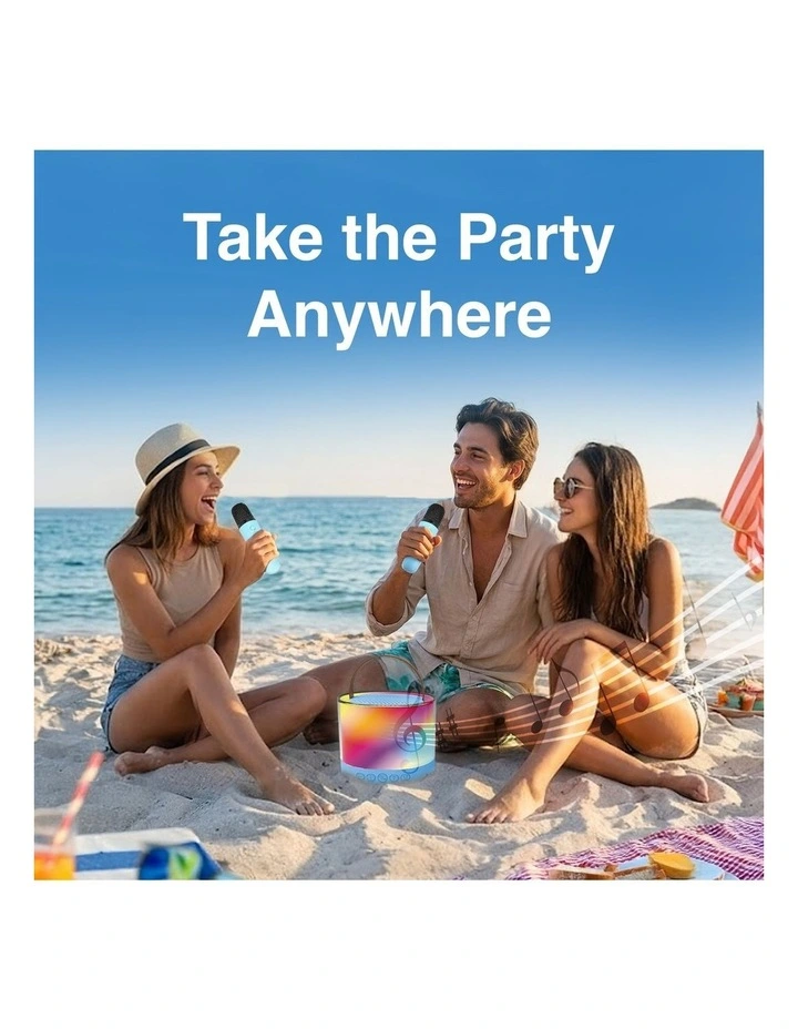 Laser Mini RGB Karaoke Speaker with Wireless Mics SP-KA30 image 4