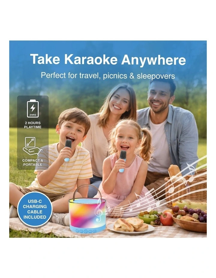 Laser Mini RGB Karaoke Speaker with Wireless Mics SP-KA30 image 5