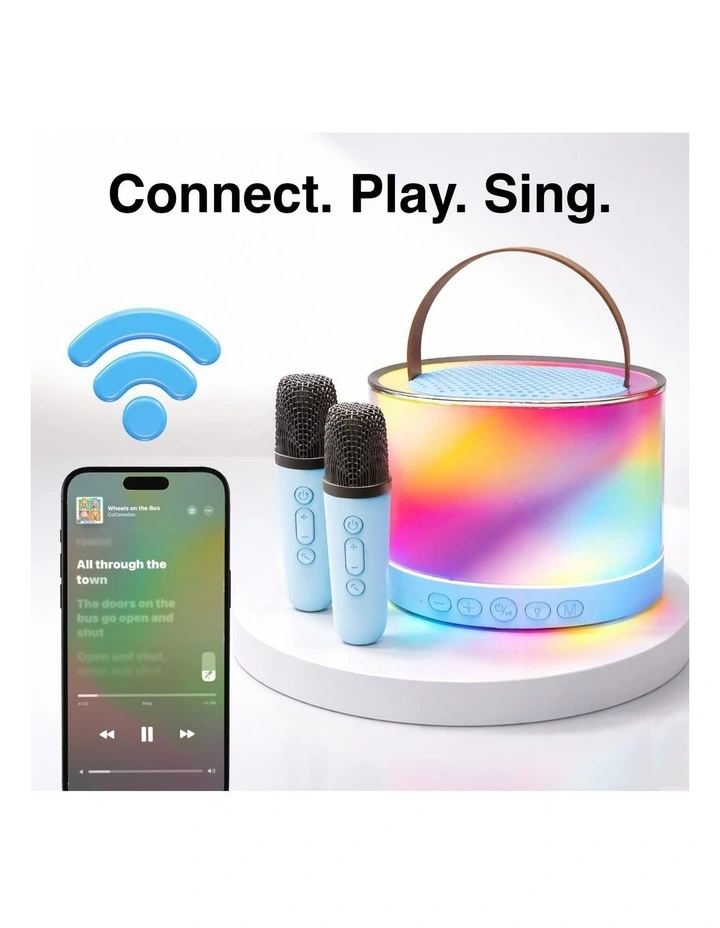 Laser Mini RGB Karaoke Speaker with Wireless Mics SP-KA30 image 6