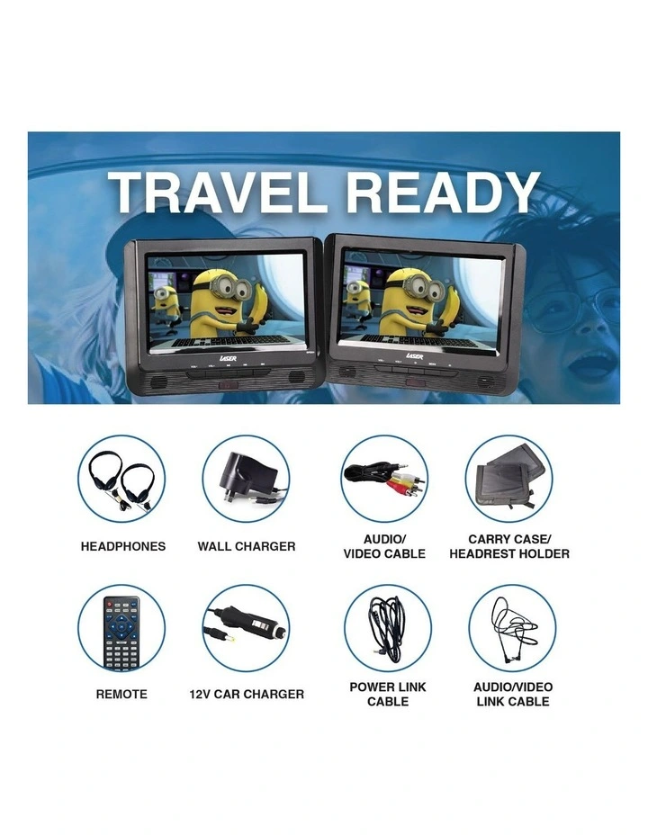Laser Dual Screen Portable DVD Player with 9 Inch Displays DVD-PT9-DUALD image 2