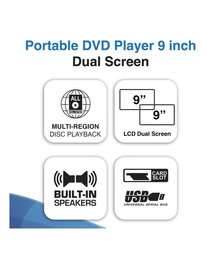 Laser Dual Screen Portable DVD Player with 9 Inch Displays DVD-PT9-DUALD image 6