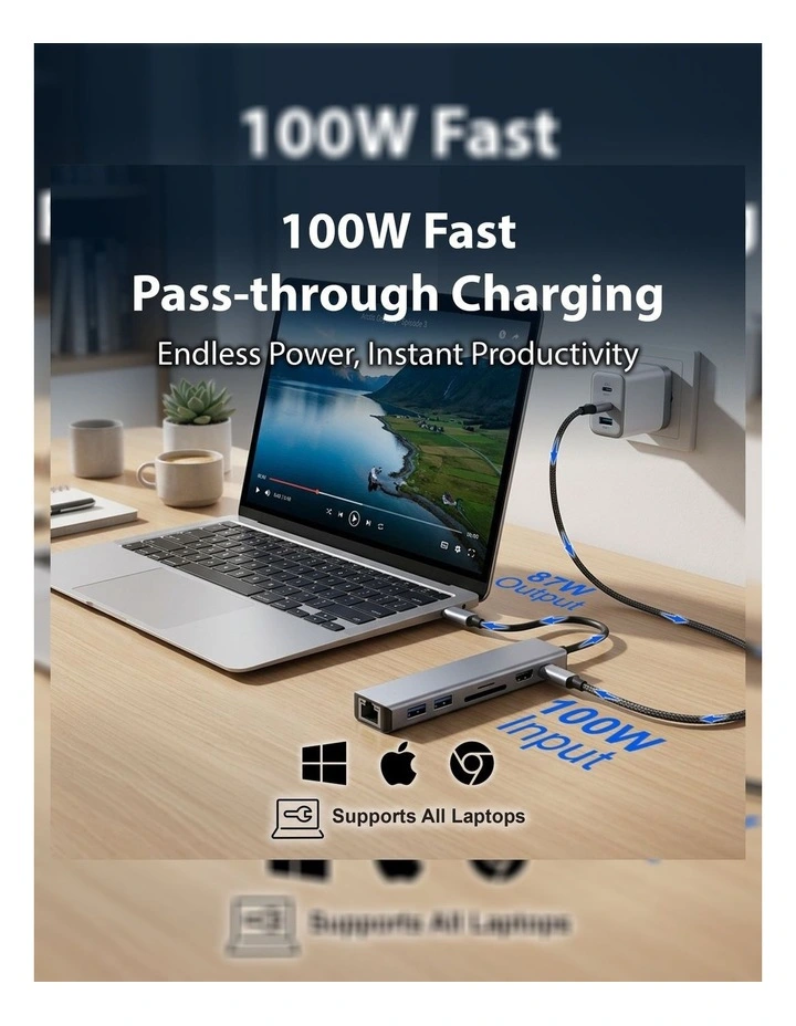 Laser USB-C Multiport Hub with 4K HDMI Ethernet and 100W PD image 3