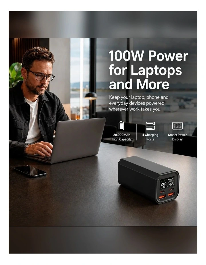 Laser 20000mAh 100W USB-C Laptop Power Bank PB-PD100W-491 image 2