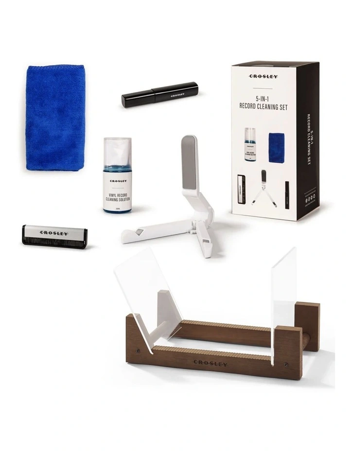 5 In 1 Record Cleaning Set & Crosley Record Storage Display Stand Bundle image 1