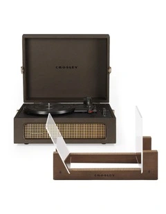 Voyager Bluetooth Portable Turntable - Cocoa   Bundled Crosley Record Storage Display Stand