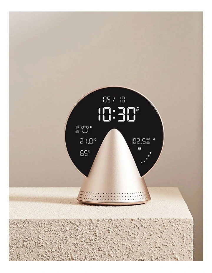Lexon Conic Radio Alarm Clock With Fm & Built-In Bluetooth Speaker - Gold image 2