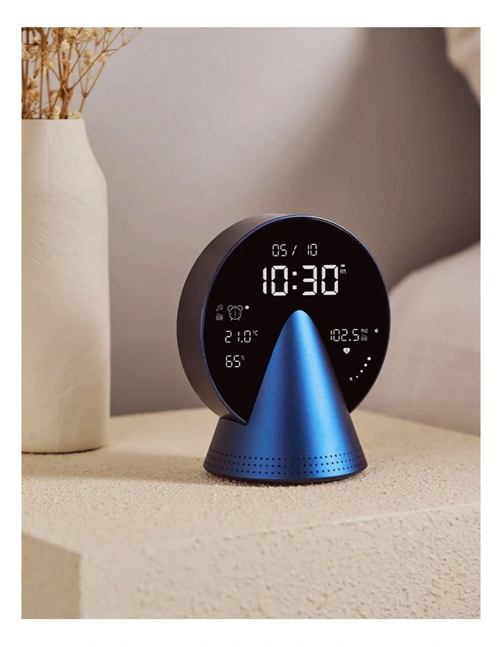 Lexon Conic Radio Alarm Clock With Fm & Built-In Bluetooth Speaker - Blue image 2