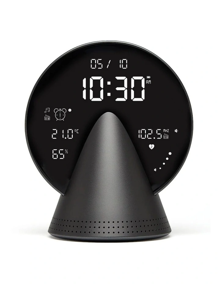 Lexon Conic Radio Alarm Clock With Fm & Built-In Bluetooth Speaker - Grey image 1