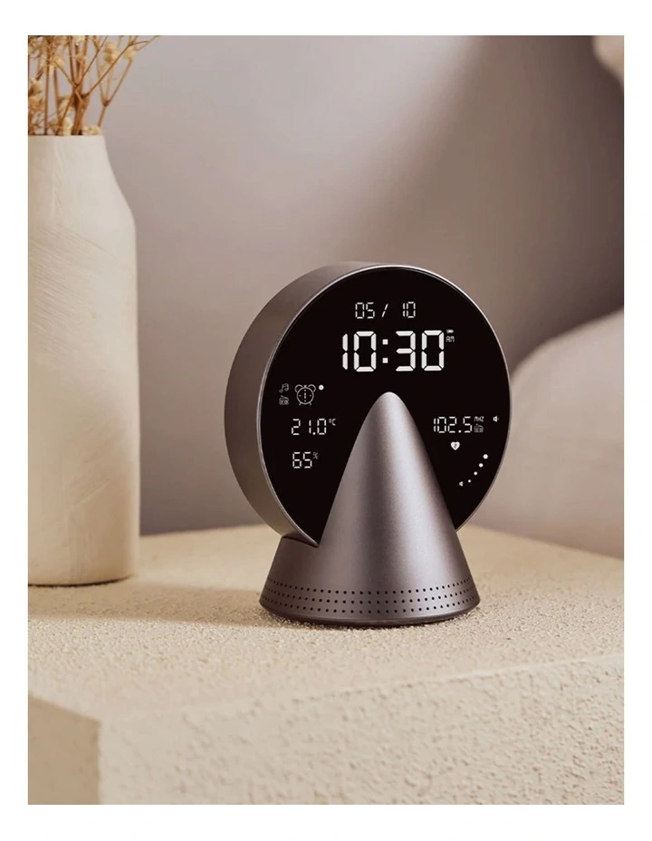 Lexon Conic Radio Alarm Clock With Fm & Built-In Bluetooth Speaker - Grey image 2