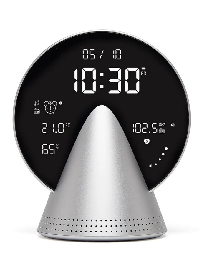 Lexon Conic Radio Alarm Clock With Fm & Built-In Bluetooth Speaker - Alu Polish image 1