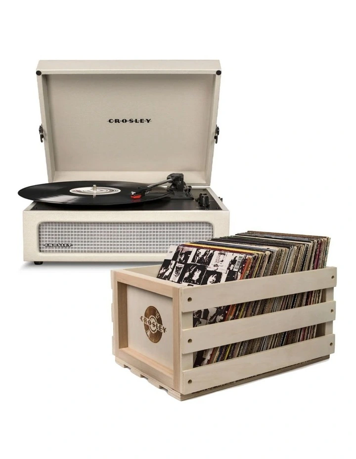 Crosley Voyager Dune - Bluetooth Portable Turntable & Record Storage Crate image 1