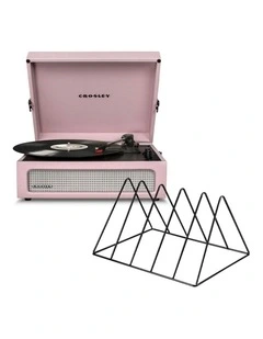 Crosley Voyager Bluetooth Portable Turntable - Amethyst Gadhouse Vinyl Rack Bundle - Black