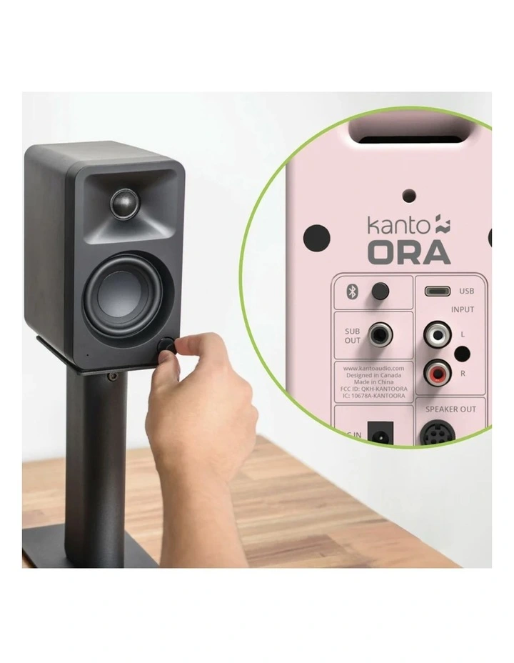 Kanto ORA 100W Powered Reference Desktop Computer Speakers with Bluetooth 5.0 Pink image 4