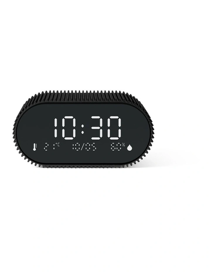 Lexon Ray Clock Lcd Alarm Clock With Temperature / Humidity Display - Black image 1