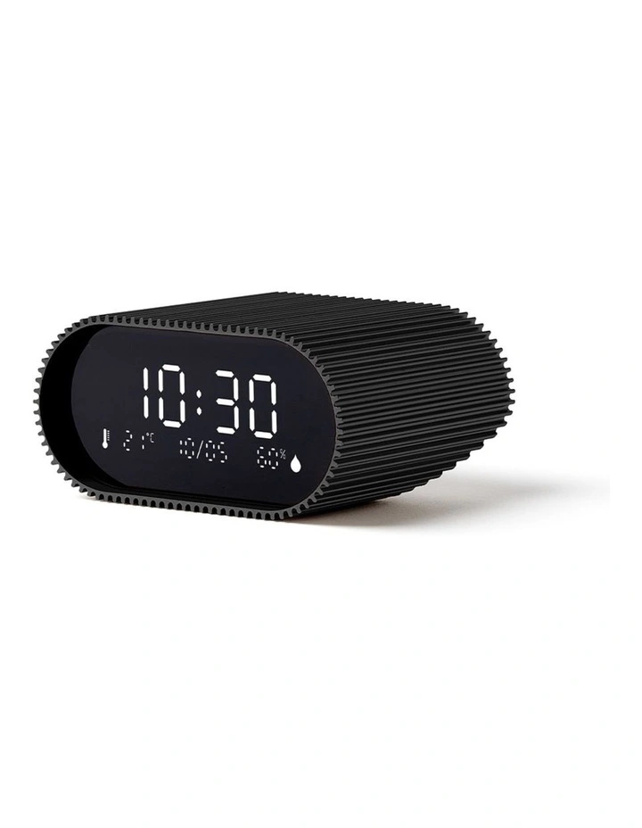 Lexon Ray Clock Lcd Alarm Clock With Temperature / Humidity Display - Black image 2