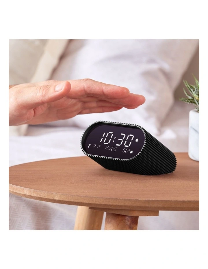 Lexon Ray Clock Lcd Alarm Clock With Temperature / Humidity Display - Black image 4