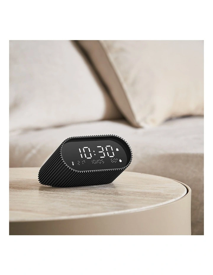 Lexon Ray Clock Lcd Alarm Clock With Temperature / Humidity Display - Black image 5