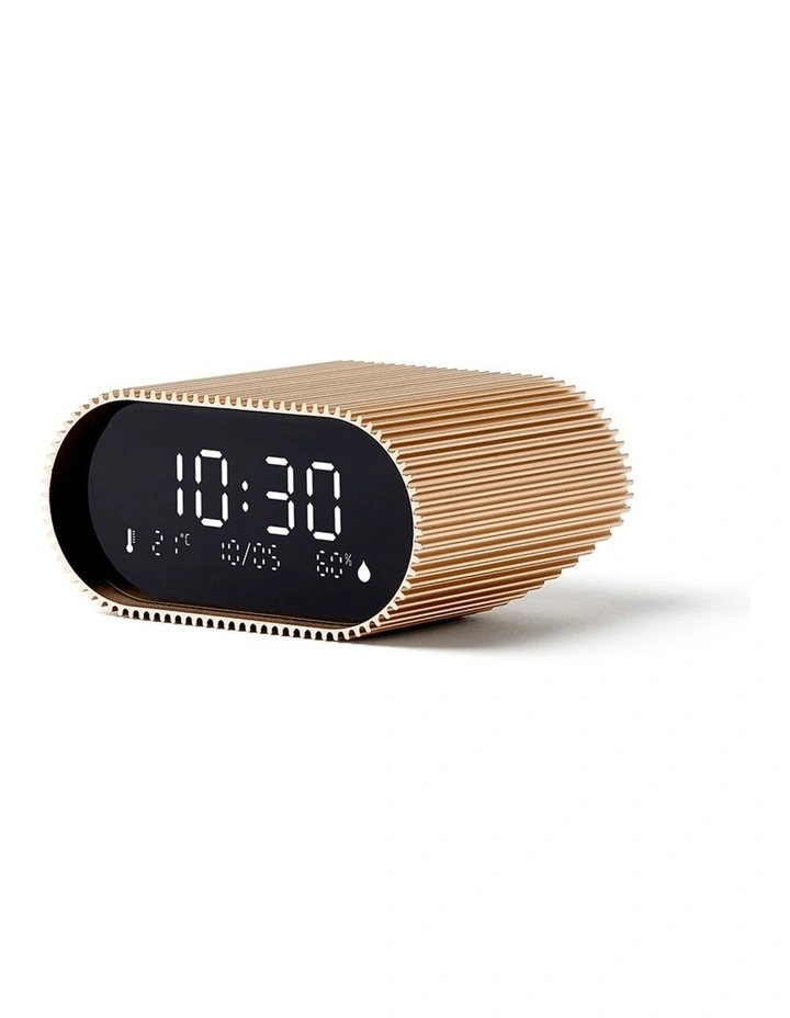 Lexon Ray Clock Lcd Alarm Clock With Temperature / Humidity Display - Gold image 2