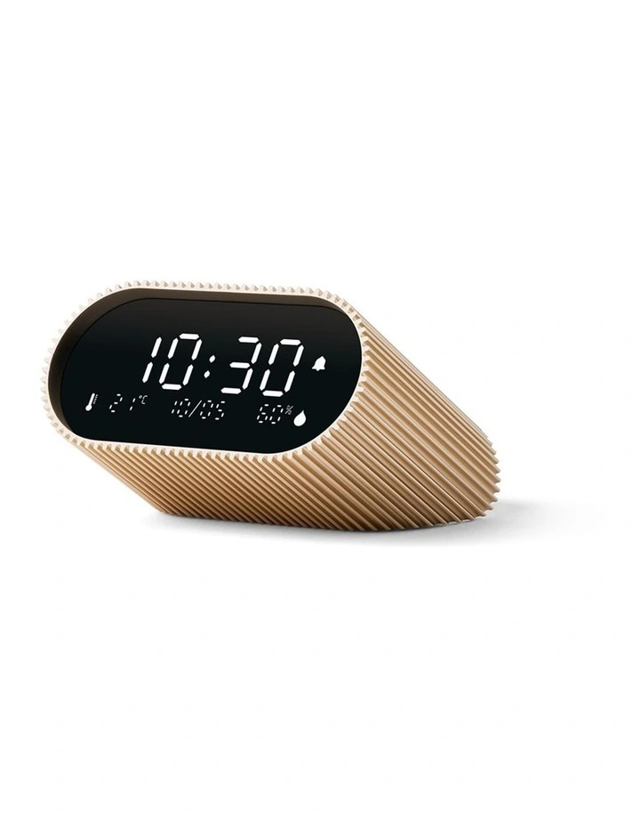 Lexon Ray Clock Lcd Alarm Clock With Temperature / Humidity Display - Gold image 3