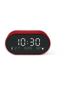 Lexon Ray Clock Lcd Alarm Clock With Temperature / Humidity Display - Red