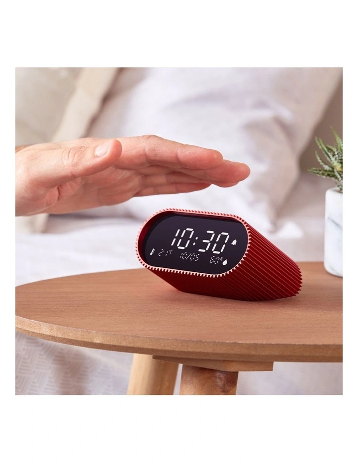 Lexon Ray Clock Lcd Alarm Clock With Temperature / Humidity Display - Red image 4