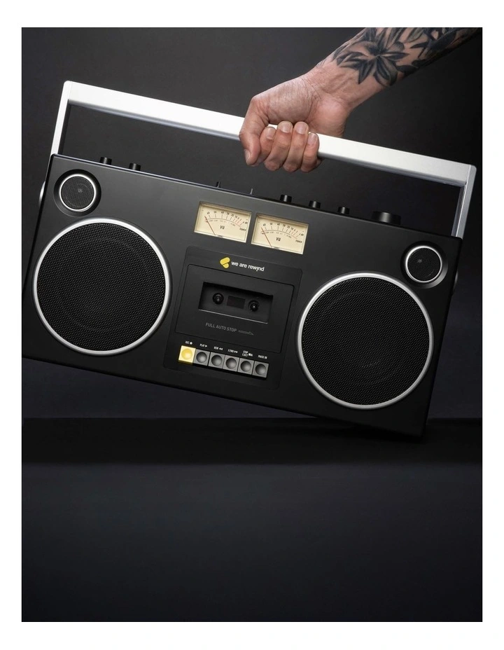 We Are Rewind Getto Blaster Cassette Player & Recorder - Curtis, Black image 3