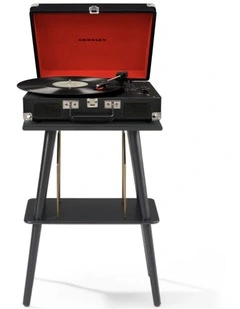 Crosley Cruiser Bluetooth Portable Turntable   Crosley Turntable Stand Bundle - Black