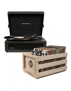 Crosley Voyager Black - Bluetooth Portable Turntable & Record Storage Crate