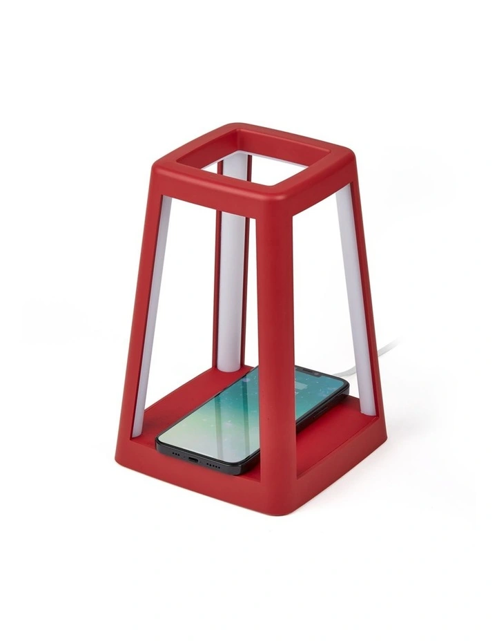 Lexon Lantern Portable Lamp With Built-In Wireless Charger - Red image 2