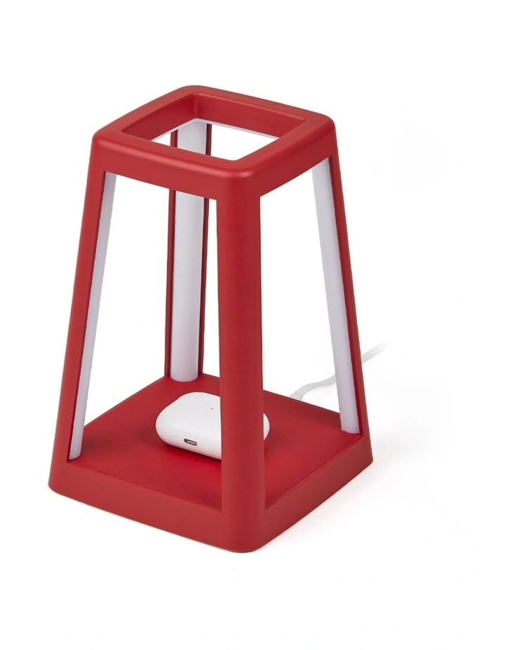 Lexon Lantern Portable Lamp With Built-In Wireless Charger - Red image 3