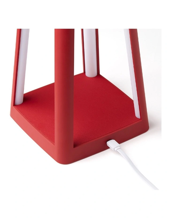 Lexon Lantern Portable Lamp With Built-In Wireless Charger - Red image 4