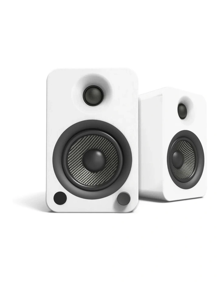 Kanto YU4 140W Powered Bookshelf Speakers with Bluetooth and Phono Preamp - Pair, Matte White image 1