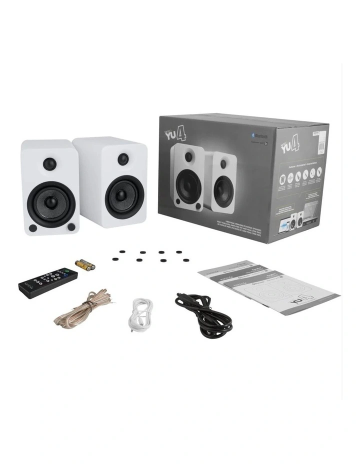 Kanto YU4 140W Powered Bookshelf Speakers with Bluetooth and Phono Preamp - Pair, Matte White image 3