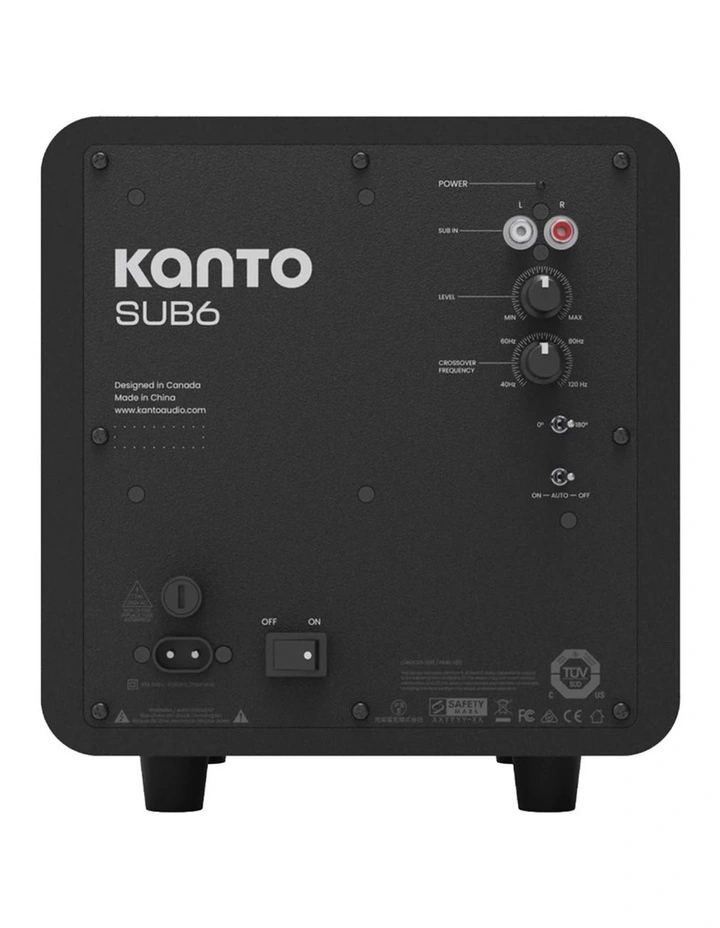 Kanto SUB6 200W 6 Sealed Powered Subwoofer, Matte Black image 4