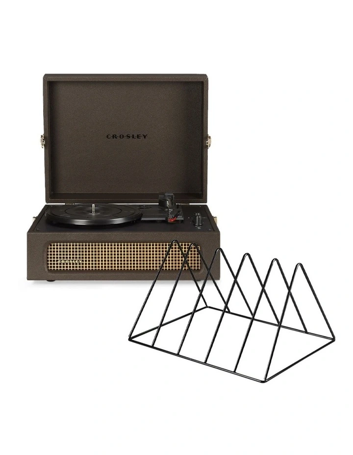 Crosley Voyager Bluetooth Portable Turntable - Cocoa   Gadhouse Vinyl Rack Bundle - Black image 1