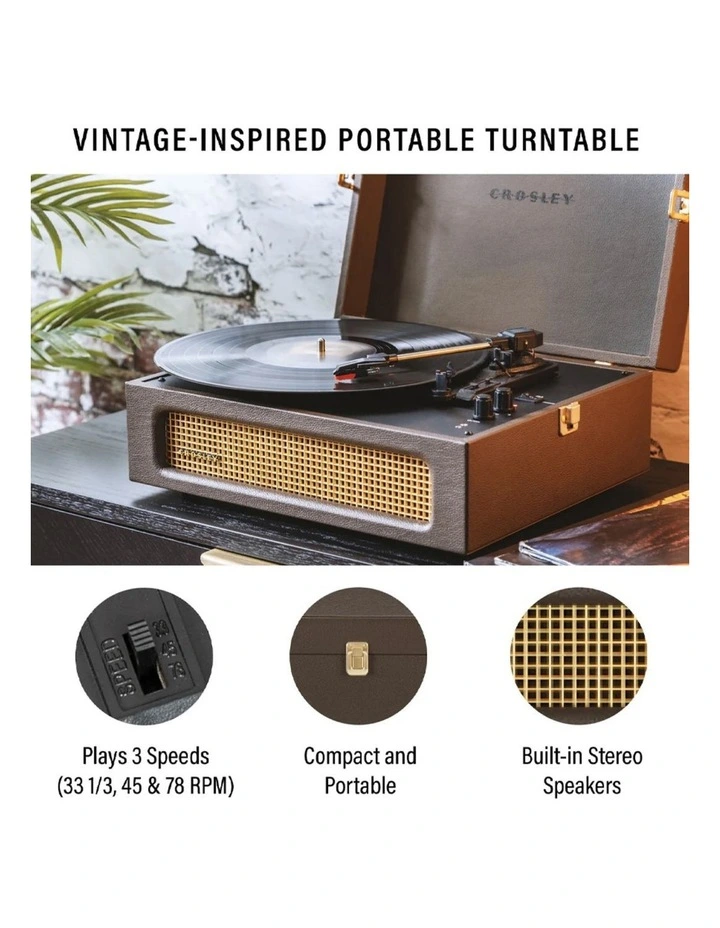 Crosley Voyager Bluetooth Portable Turntable - Cocoa   Gadhouse Vinyl Rack Bundle - Black image 3