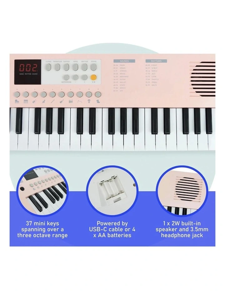 Axus Mini Keyboard 37 Key Keyboard - Pink image 2