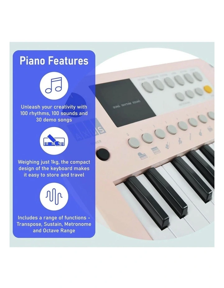 Axus Mini Keyboard 37 Key Keyboard - Pink image 3