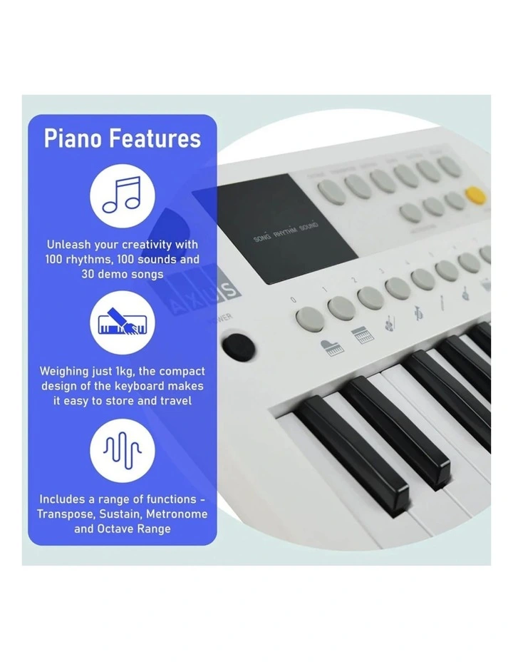 Axus Mini Keyboard 37 Key Keyboard - White image 3