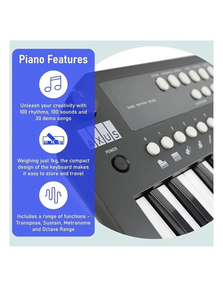 Axus Mini Keyboard 37 Key Keyboard - Black image 3