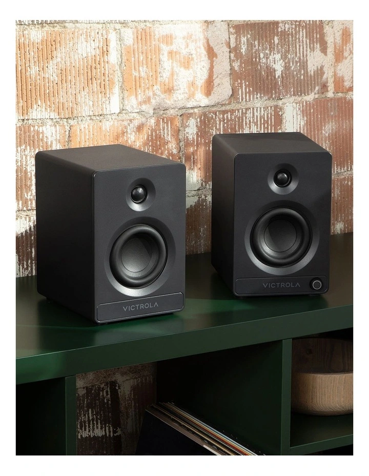 Victrola Automatic Turntable   Victrola Tempo Bookshelf Speakers Bundle - Black image 3