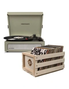 Crosley Voyager Sage - Bluetooth Portable Turntable  & Record Storage Crate