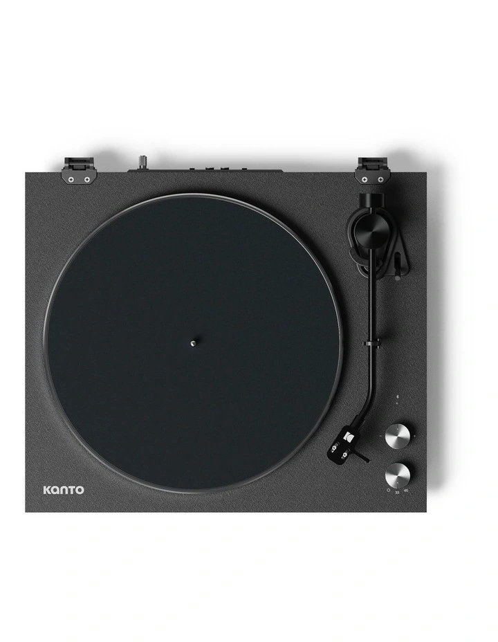 Kanto OBI3 Turntable - Matte Black with Kanto ORA 100W Powered Speakers - Black Bundle image 5