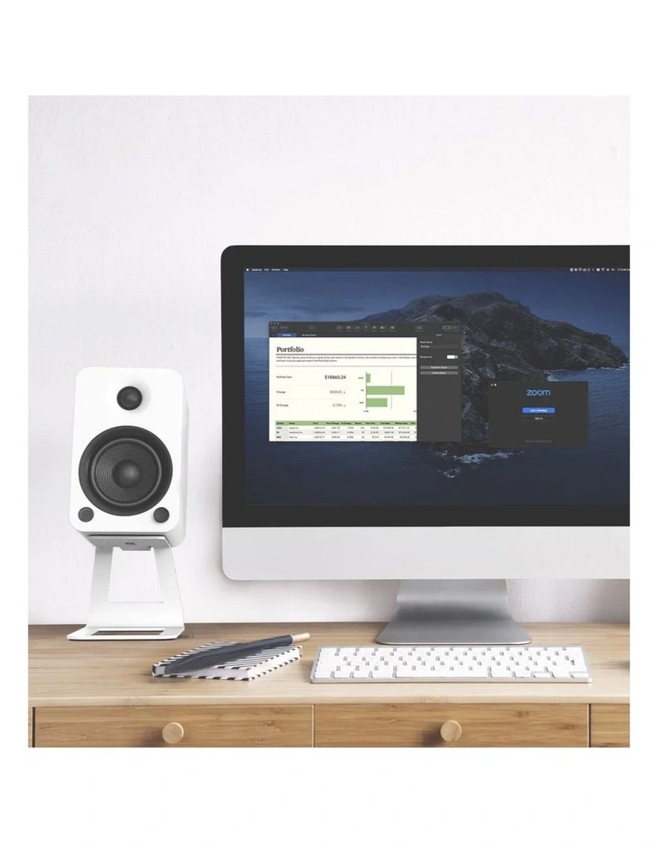 Kanto SE4W Elevated Desktop Speaker Stands for Midsize Speakers - Pair, White image 2