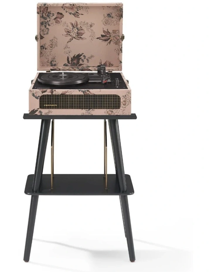 Crosley Voyager Bluetooth Portable Turntable Entertainment Stand Bundle - Floral image 1