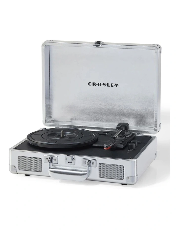 Crosley Cruiser Bluetooth Portable Turntable - Silver   Bundled Crosley Record Storage Crate image 3