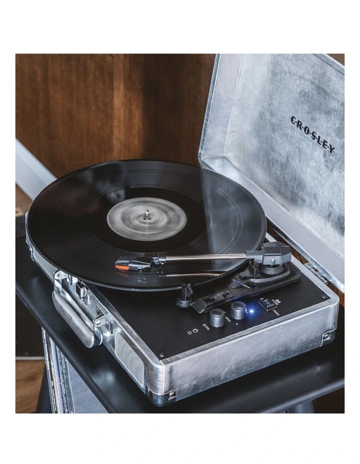 Crosley Cruiser Bluetooth Portable Turntable - Silver   Bundled Crosley Record Storage Crate image 4