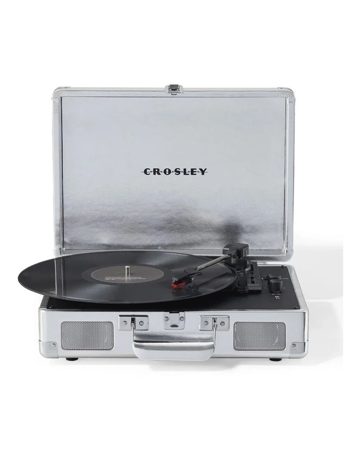Crosley Cruiser Bluetooth Portable Turntable - Silver Gadhouse Vinyl Rack Bundle - Black image 3