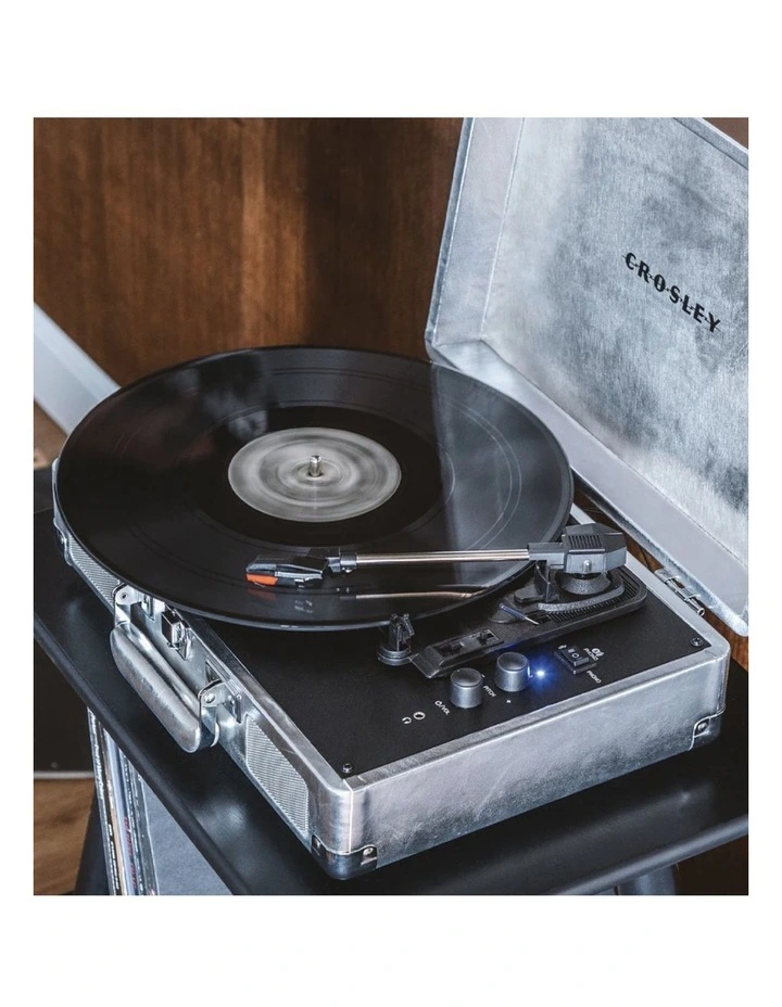 Crosley Cruiser Bluetooth Portable Turntable - Silver Gadhouse Vinyl Rack Bundle - Black image 5